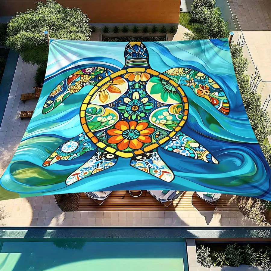 Schildkröten-Blumen-Geometrie Markise für den Außenbereich und Strand mit UV-Schutz, Grün/Mehrfarbig, Breite: 150 cm - Bild 2