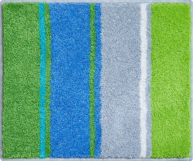 Badematte SUMMERTIME gestreift aus Polyacryl in Blau, Beige, Weiß, Grau und Grün, B/T: 50 x 60 cm - Bild 1