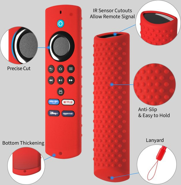 Silikon-Fernbedienungsabdeckung für Fire TV Stick Lite (2021/2020-Modelle) in Rot oder Lila - Bild 1