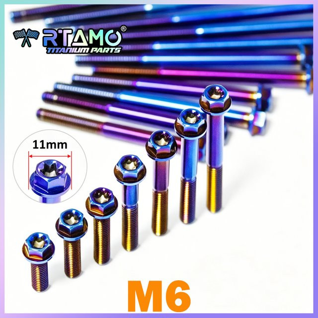RTAMO Titanlegierung Flanschschraube mit Torx-Kopf in Gold, M6x10-120 Ersatzschraube für Motorrad-Motor, Kurbelgehäuse und Bremssattel - Bild 1