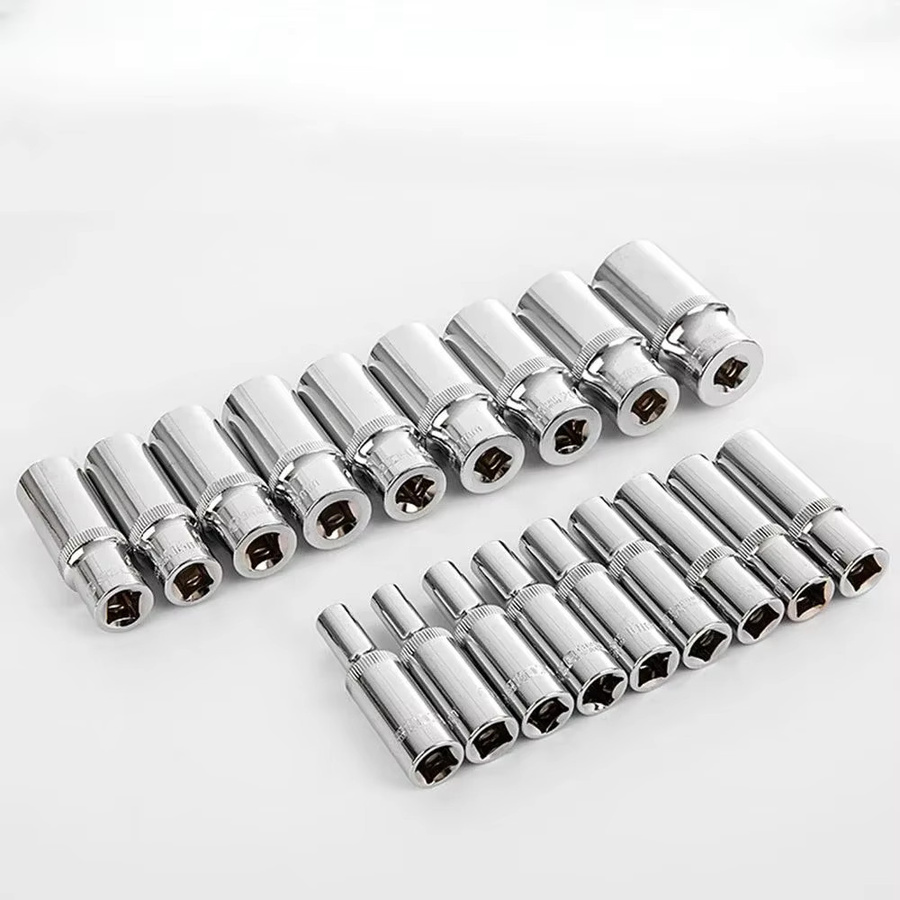 Metrischer Steckschlüsselsatz aus Chrom-Vanadium in Silber mit 1/4 Zoll, 3/8 Zoll und 1/2 Zoll Antrieb - Bild 3