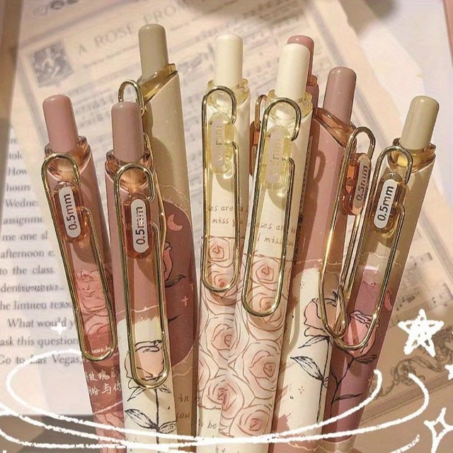 4-teiliges Retro-Rosen-Gelstift-Set in Multicolour mit 0,5 mm feiner Spitze für Büro und Schule - Bild 1