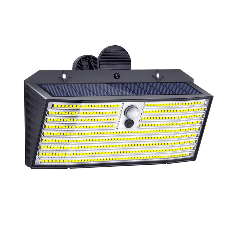 418LED Solarleuchten mit Bewegungssensor in Schwarz für Garten, Wand und Zaun, wasserdichte LED Solar-Außenleuchten mit 3 Beleuchtungsmodi - Bild 1