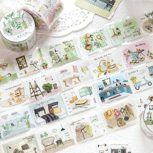 TIANZI Masking Tape mit Landschaftsdesign, Mehrfarbig, Breite: 3 cm, Länge: 2 m - Bild 1