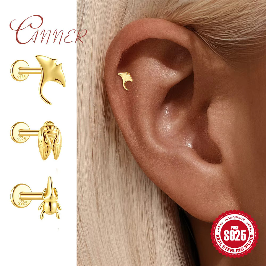 Canner Piercing-Ohrring, 925 Silber, Gold, Kinder - Bild 1