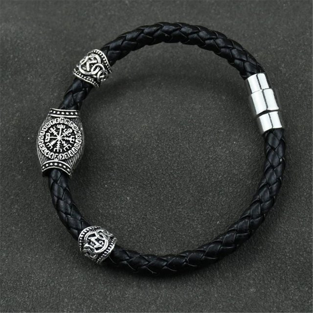 YULIN Armband Leder, Zinklegierung, Silber, Unisex, 19cm - Bild 1