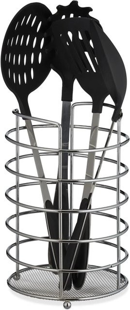 Relaxdays Küchenutensilienhalter aus Eisen in Silber mit Gitter-Design, Breite: 22,5 cm, Tiefe: 15 cm - Bild 1