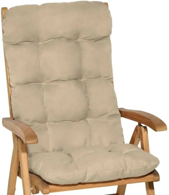 Beautissu Flair HL Hochlehner Sitzkissen in Natur/Beige mit B/T/H: 120 x 50 x 8 cm - Bild 1