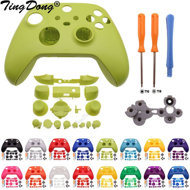 TingDong Controller-Schutzhülle Set für Xbox Series X S in Schwarz inklusive Gehäuse, Tasten, Werkzeugen und leitfähigem Gummi - Bild 1
