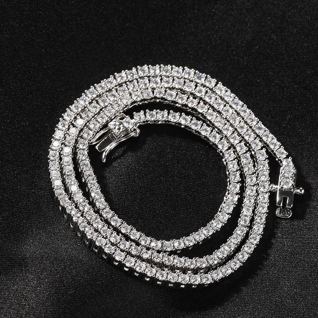 Halskette Zirkonia, Kupferlegierung, Silber, 40 cm, Unisex - Bild 1