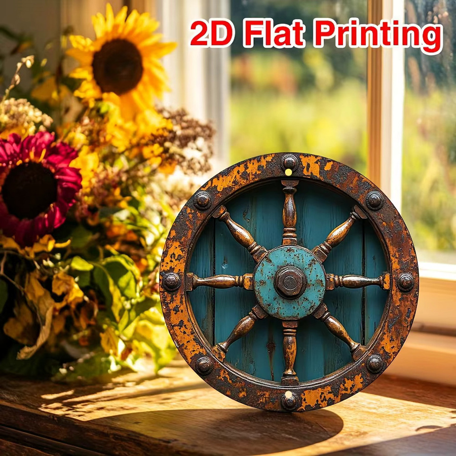 CIFBUY Nautisches Schiffsrad aus Aluminium Metall als runde Wanddekoration im Vintage-Stil, Multicolour, Durchmesser: 20,3 cm - Bild 5