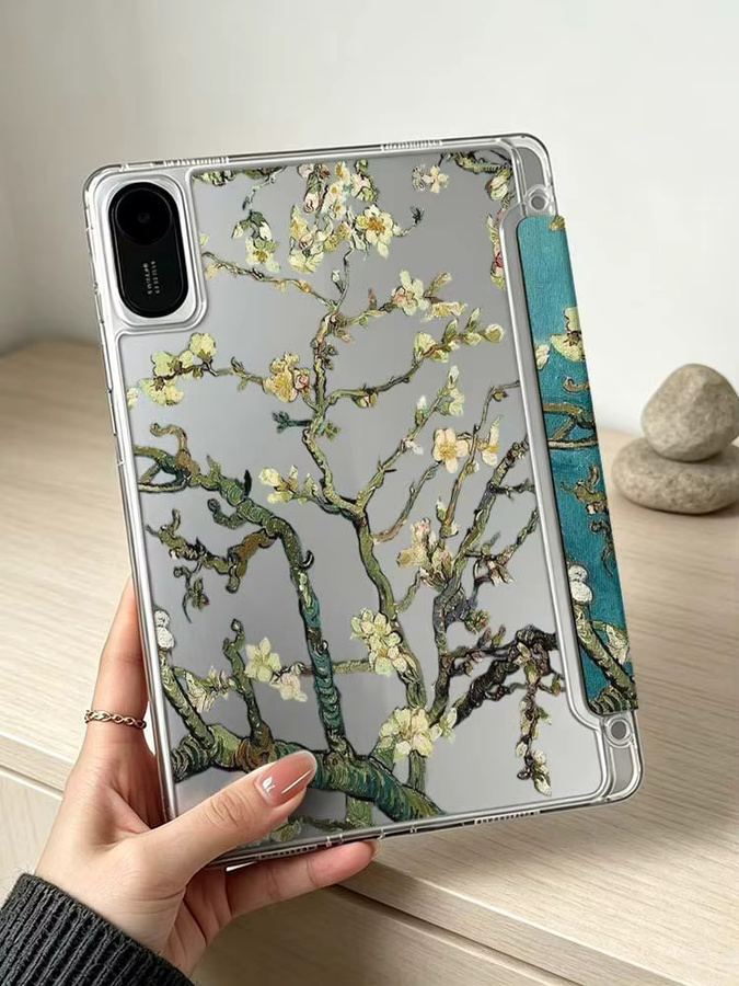 Tablet-Hülle mit Aprikosenblütenmuster für Xiaomi Mi Pad 8 7 6 5 Pro, Redmi Pad SE, Poco Pad und Foldable, weich, multicolor - Bild 3