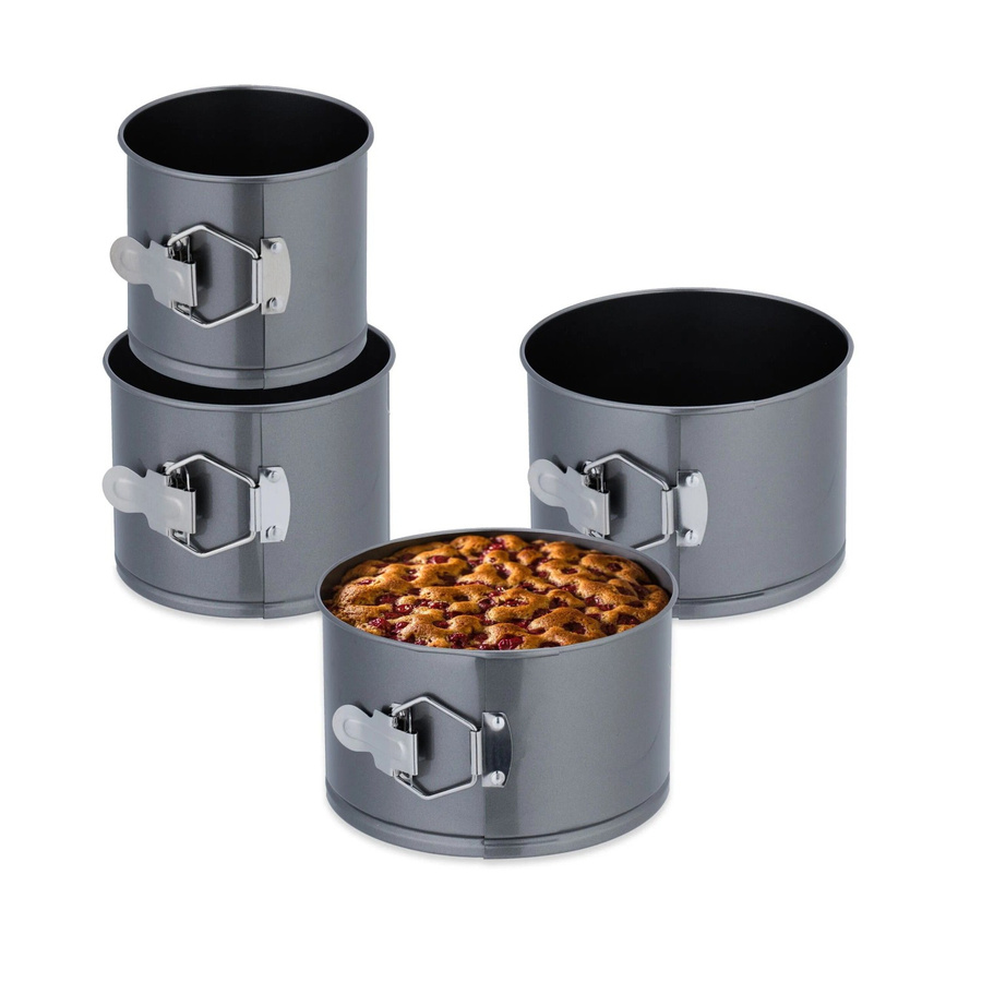 Relaxdays Springform Set aus Carbonstahl mit Antihaftbeschichtung in Anthrazit, Durchmesser: 12 cm, 14 cm, 16 cm und 18 cm - Bild 2