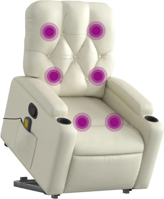 vidaXL Massagesessel mit Aufstehhilfe in Creme aus Kunstleder Modell 9 - Bild 1