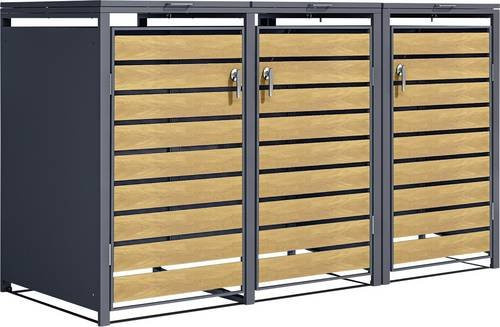 Phoenix GB3320AWK Mülltonnenbox aus Stahl für 3 Mülltonnen à 240l in Eiche - Bild 1