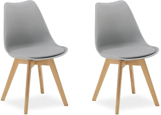 Homestyle4u Set aus 2 Küchenstühlen in Grau im skandinavischen Design mit Kunstleder und Buchenholz - Bild 1