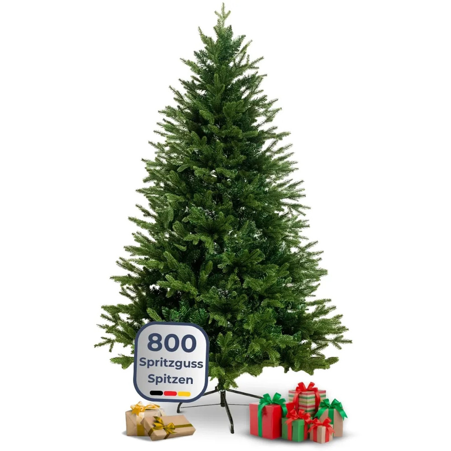 DELUKE Weihnachtsbaum Künstlich Nordfichte in Grün, 190 cm Höhe, mit Lichterkette und Baumständer - Bild 2