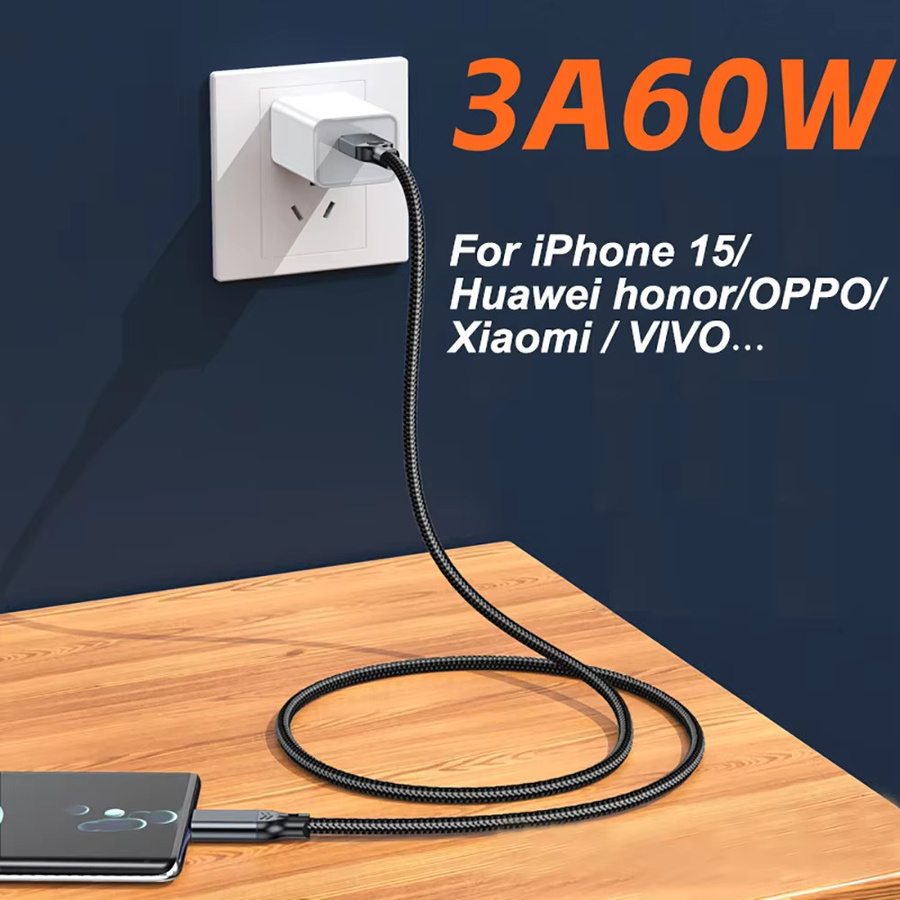 USB 3.2 Typ A auf Typ C Datenübertragungskabel 60W in Schwarz für Handys, Festplatten und Laptops - Bild 2
