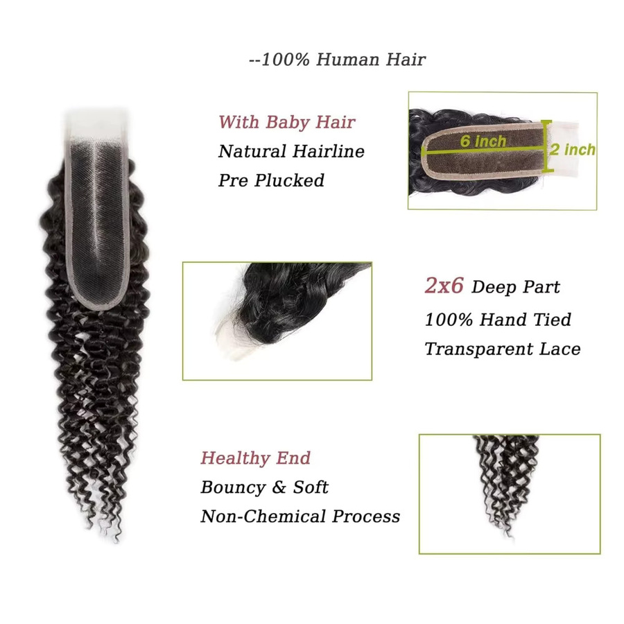 GloTress Jerry Curly Remy-Haar, 2x6 Spitzenverschluss, brasilianisch, natürlich - Bild 4