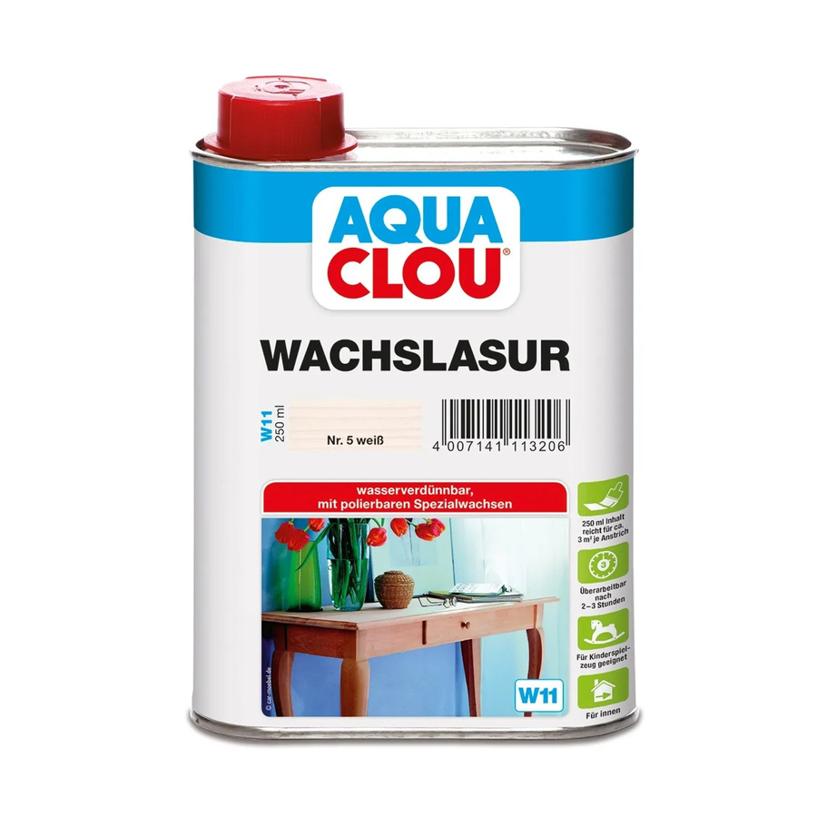 Clou Aqua Clou Wachslasur Weiß 250 ml - Bild 2