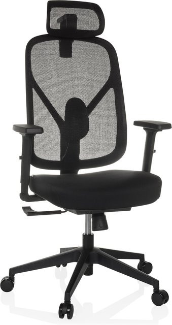 hjh OFFICE Profi Bürostuhl RALOO ECO in Schwarz mit Armlehnen aus Stoff und Netzstoff, höhenverstellbar - Bild 1