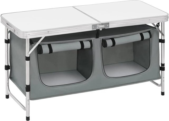 WOLTU Campingtisch mit Stauraum und Höhenverstellung in Weiß-Grau - Bild 1