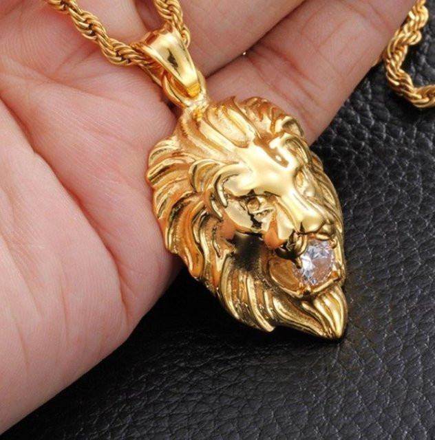 Benicetees Anhänger Tigerkopf, Messing, Gold, Zirkonia, Unisex - Bild 1