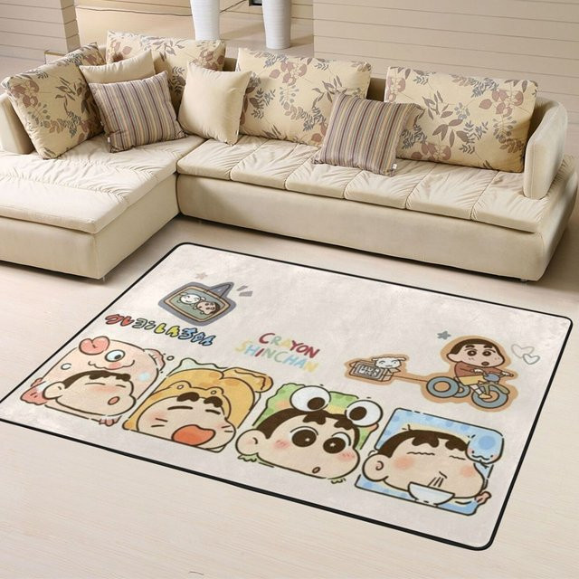52TOYS Crayon Shin-chan Hachiware Usagi Bodenmatte aus Flanell, rutschfester Teppich in Mehrfarbig, B/T: 60 x 40 cm - Bild 1