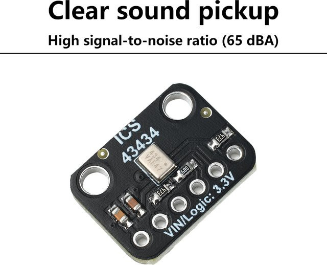 diymore ICS-43434 I2S MEMS Mikrofonmodul Breakout mit Tiefpass-Minifilter in Schwarz für intelligente Sprachgeräte und Aufzeichnungssysteme - Bild 1