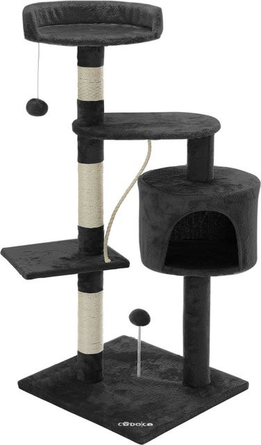 Cadoca Kratzbaum für Katzen in Anthrazit mit integriertem Spielzeug und Sisal-Elementen, Höhe: 112 cm - Bild 1