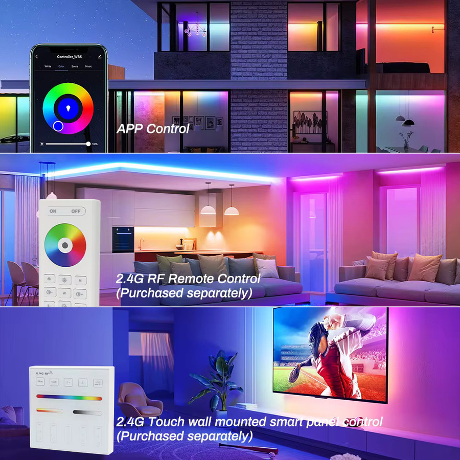 Teopek Tuya Wifi LED Controller C01W C05W Dimmer für CCT RGB CCTRGBW Licht mit App- und Sprachsteuerung via Alexa und Google Home, Schwarz - Bild 2