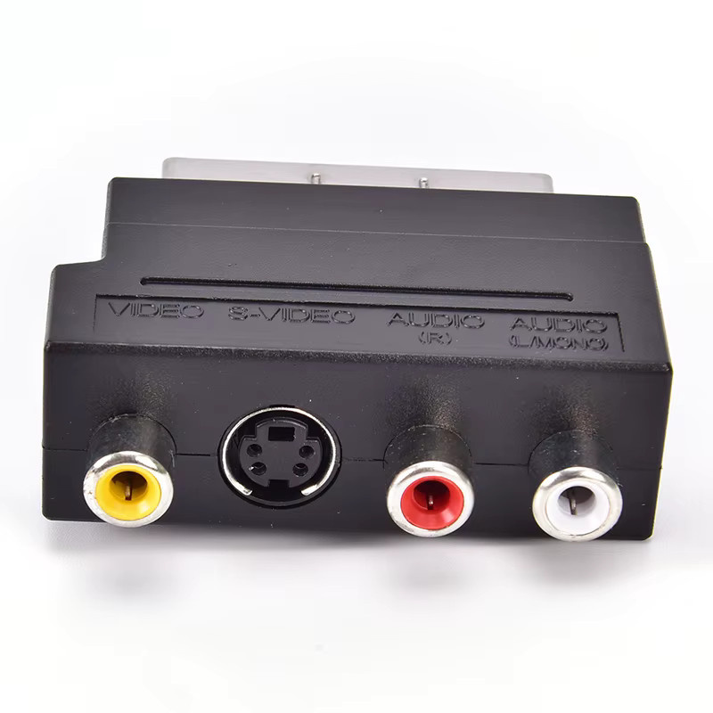 RGB-Scart auf 3-21 Pin RCA und S-Video Adapter in Schwarz für TV, Projektor und DVD-Recorder - Bild 2