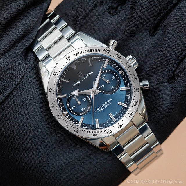 PAGANI DESIGN Chronograph, Quarz, Edelstahl, Blau, Herren - Bild 1