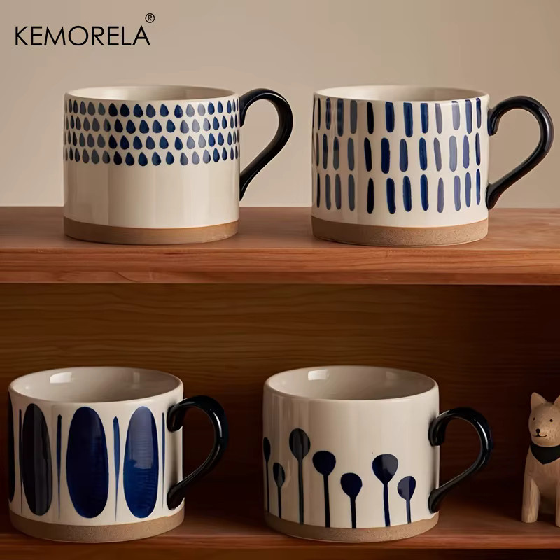 KEMORELA Keramiktasse im Nordic-Design mit Griff, Weiß, 450 ml - Bild 3