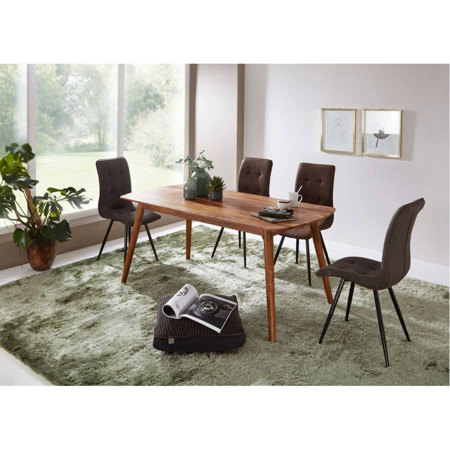 Wohnling Esstisch aus Sheesham Massivholz in Braun und Beige im Landhausstil, B/T/H: 120 x 60 x 77 cm - Bild 4