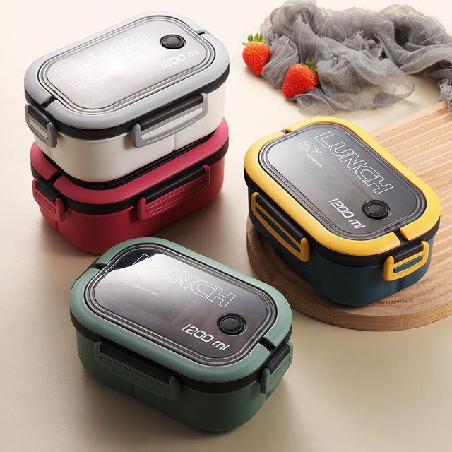 DIYelecs Doppelstöckige Lunchbox mit Mikrowellenfunktion in Weiß - Bild 1