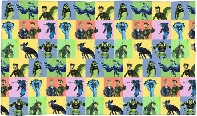 Ka Chen Muxi Wild Kratts Kreaturenkräfte Baumwolltuch für Kinder, schnelltrocknend und saugfähig, Weiß/Mehrfarbig, B: 40 cm, H: 60 cm - Bild 1
