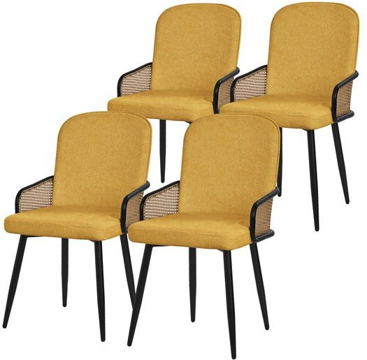 4er Set Esszimmerstühle ML-Design in Senfgelb mit Armlehnen und Rückenlehne, moderne Polsterstühle für Esszimmer und Küche - Bild 1