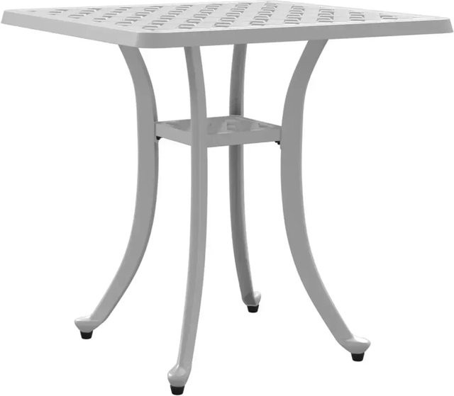 vidaXL Gartentisch aus Aluminiumguss in Weiß, B/T/H: 53 x 53 x 53 cm - Bild 1