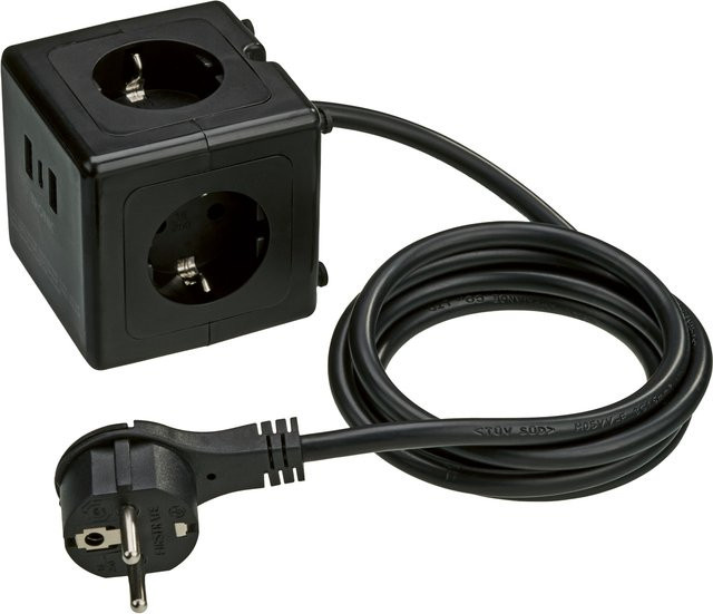 TRONIC Steckdosenwürfel mit USB-Ports in Schwarz - Bild 1