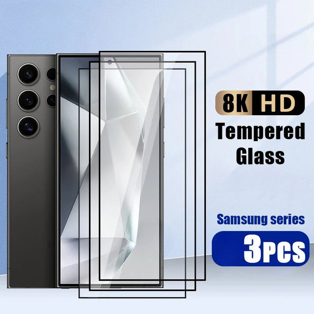 3 Stück HD Panzerglas Displayschutzfolie für Samsung Galaxy S26 S25 S24 S23 S22 S21 Plus sowie Samsung Note 20 Ultra 10 9 8 in Transparent - Bild 1