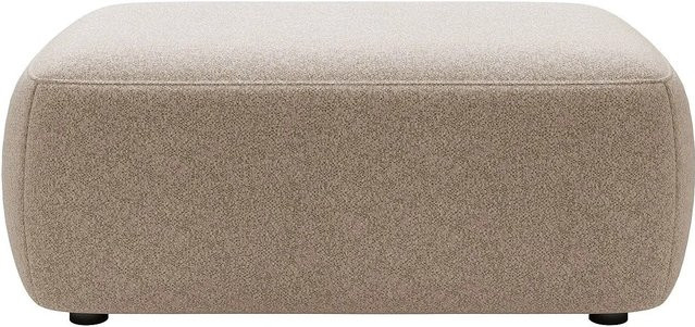 Vente-unique Sitzhocker Daviso in Taupe aus meliertem Stoff, Durchmesser: 100 cm - Bild 1