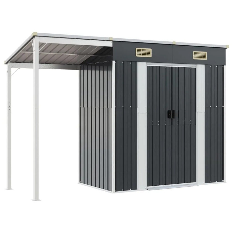 vidaXL Gartenhaus mit Schleppdach aus Stahl in Anthrazit B/B/H: 277 x 110,5 x 181 cm - Bild 2