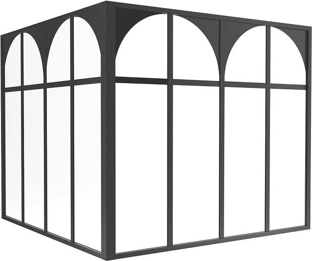 Vente-unique Glaswand Arcadea in Schwarz mit Aluminium und Glas, Breite: 120 cm, Höhe: 105 cm, Tiefe: 105 cm - Bild 1
