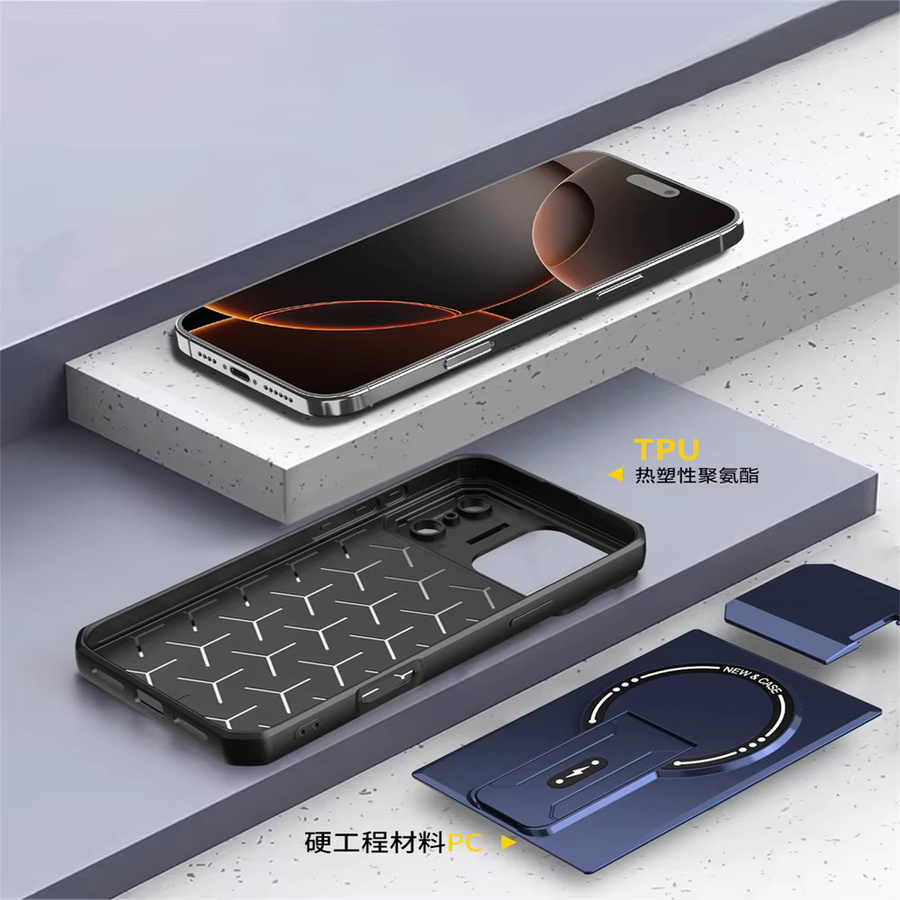Xeber Magnetische Rüstung Schutzhülle für iPhone mit Kamera-Abdeckung und Klappständer, Farbe: Blau, Kompatibel mit MagSafe - Bild 2