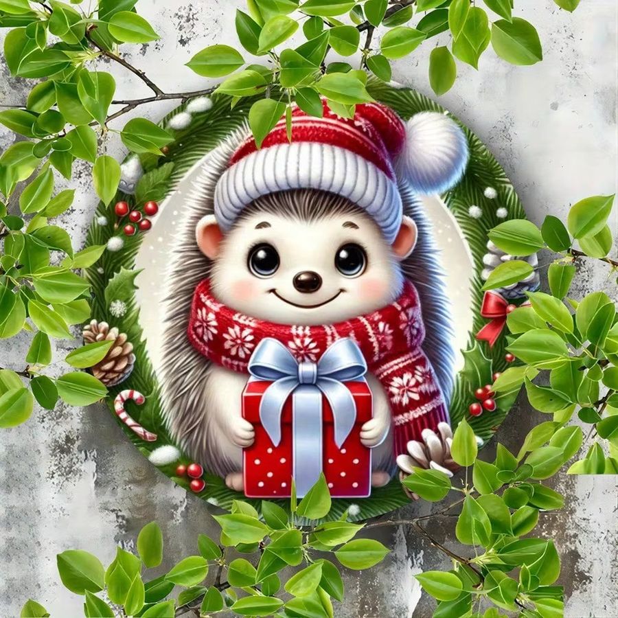 Personalisiertes Igel-Weihnachtsschild aus Eisen von CIFBUY, Multicolor, B/B/H: 20,3 x 20,3 x 20,3 cm - Bild 4