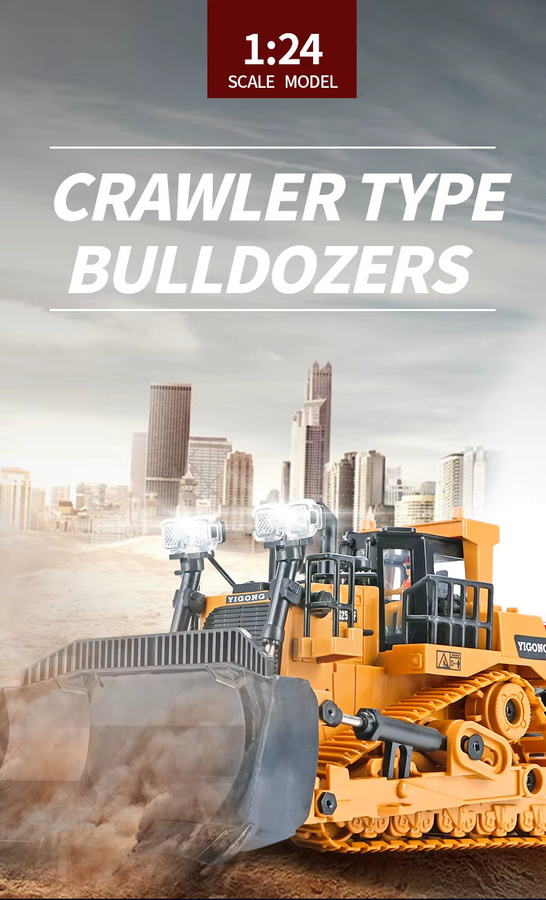 CONUSEA RC Bulldozer Crawler, ferngesteuerter Traktor, 1:24, Metall, Kunststoff - Bild 4