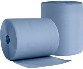 WIPEX BlueTech Putzpapier, 2-lagiges blaues Recyclingpapier, 2 Rollen mit 500 Tüchern, Tuchformat: 22 cm x 36 cm, Kern-Ø: 20 cm - Bild 1