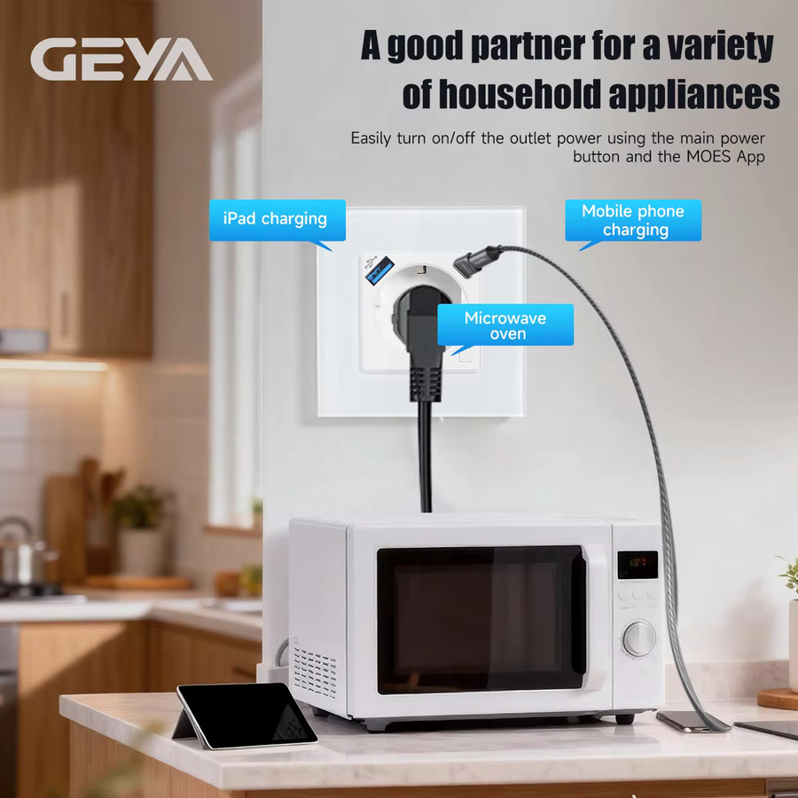 GEYA WLAN EU-Steckdose mit 20W Typ-C USB-Schnellladeanschluss, Smart Home Steckdose in Weiß, kompatibel mit Tuya Smart Life und Alexa, 16A - Bild 3