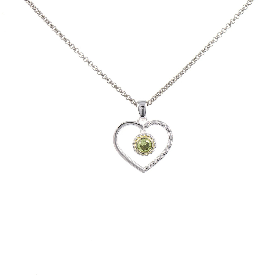 Dirndl Funkeln Anhänger Herz mit Kette, 925 Silber, teilvergoldet, Zirkonia, hellgrün - Bild 1